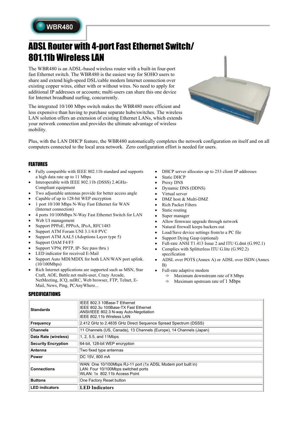 Abocom WBR480 User Manual | 2 pages