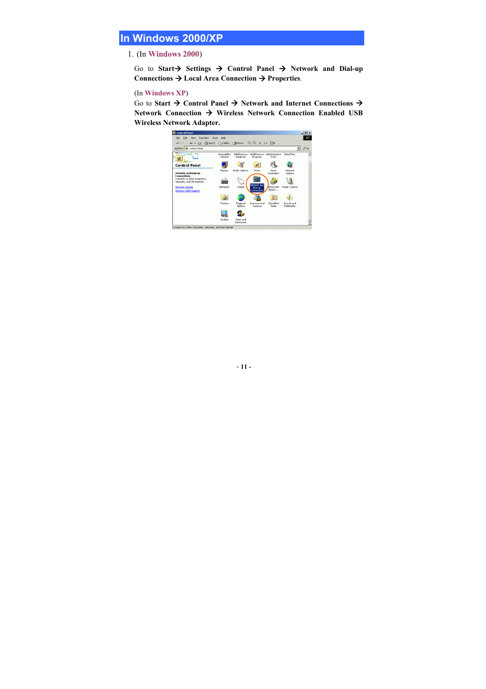 In windows 2000/xp, Indows, 2000/xp | Abocom WUG2660 User Manual | Page 14 / 35