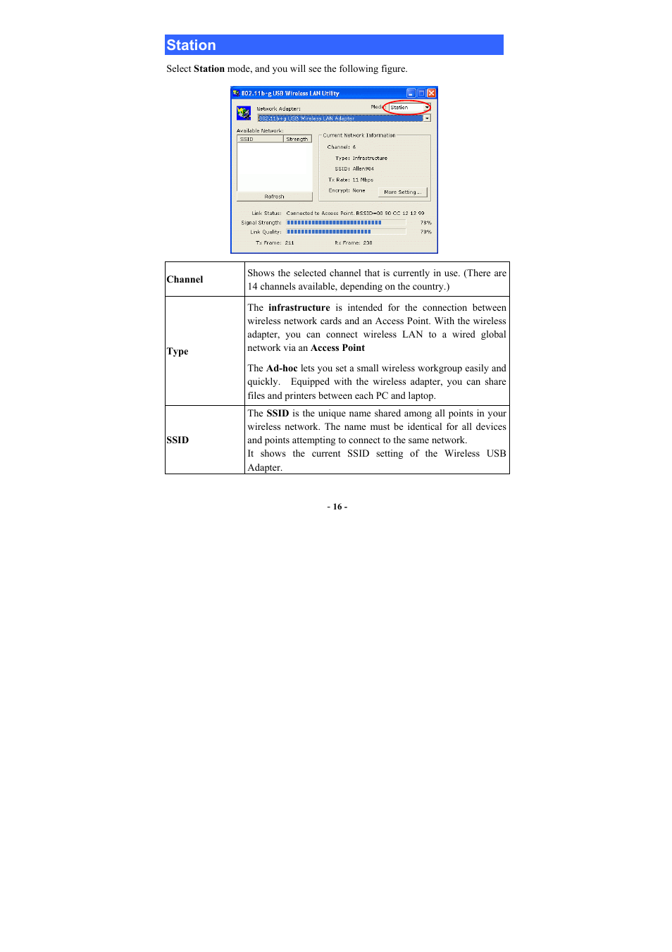 Station, Tation | Abocom WUG2660 User Manual | Page 19 / 35