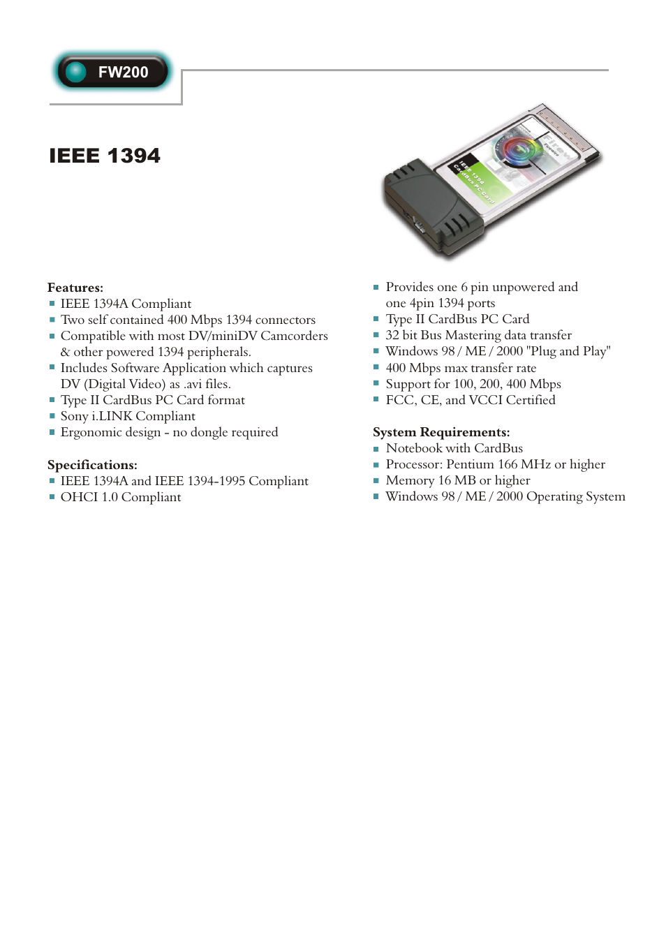 Abocom FW200 User Manual | 1 page