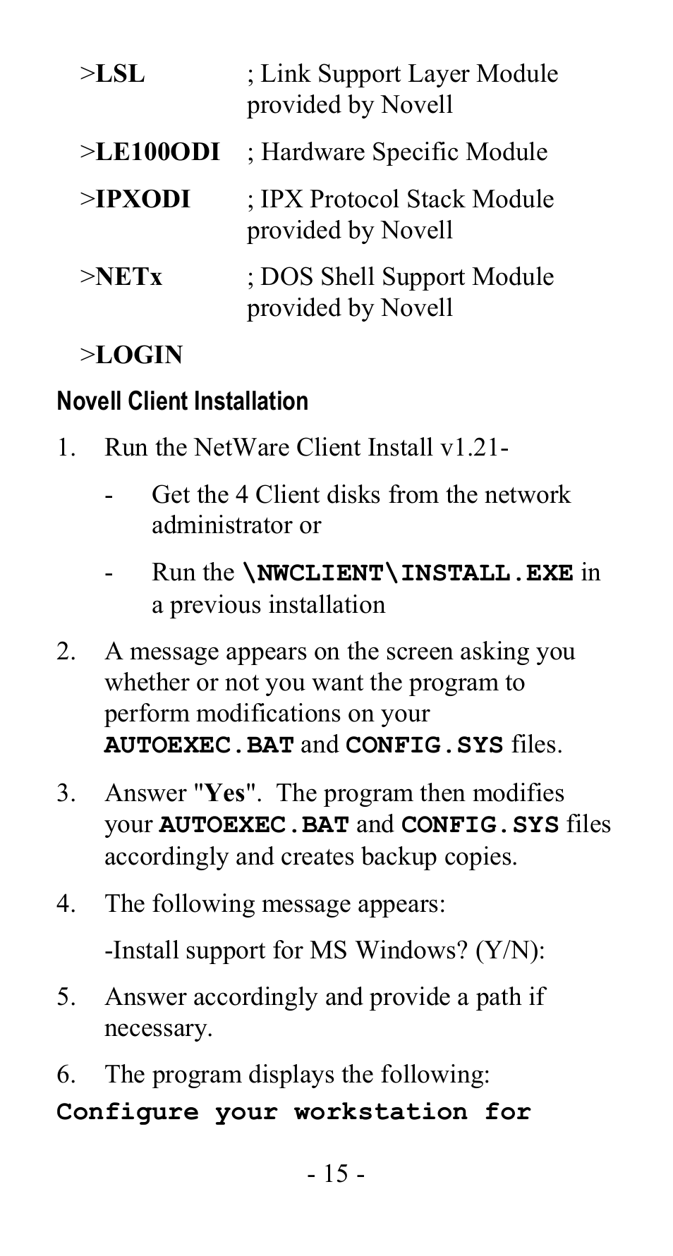 Novell client installation | Abocom LA100 User Manual | Page 16 / 20