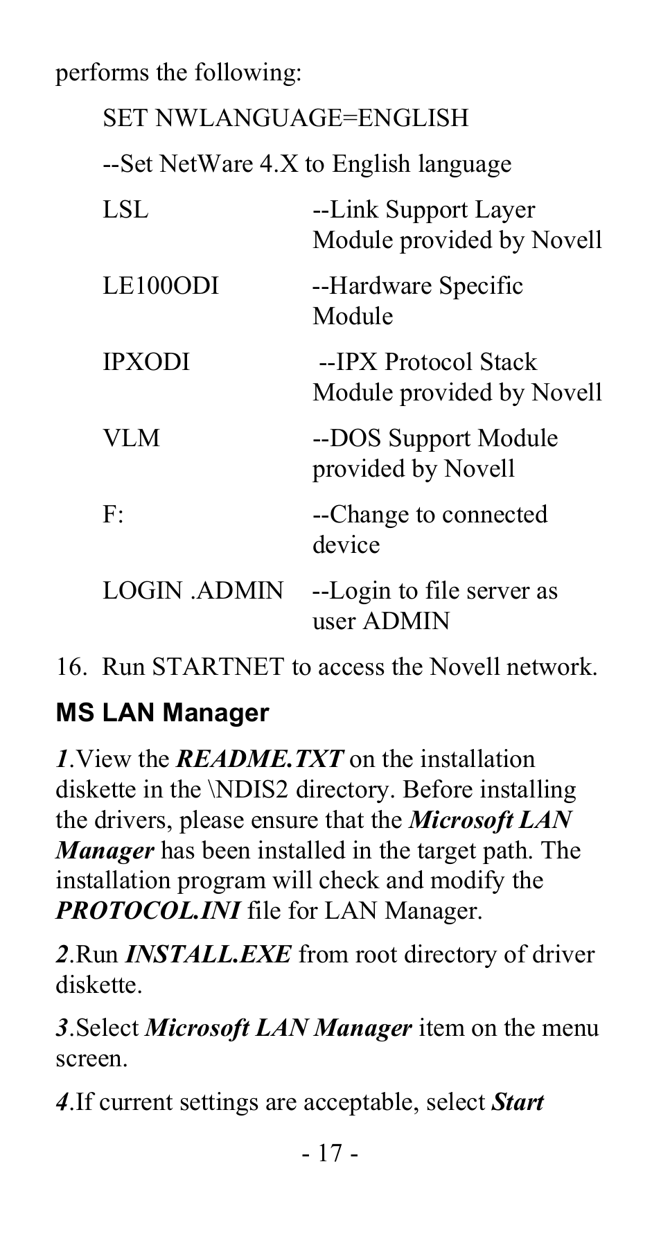 Ms lan manager | Abocom LA100 User Manual | Page 18 / 20