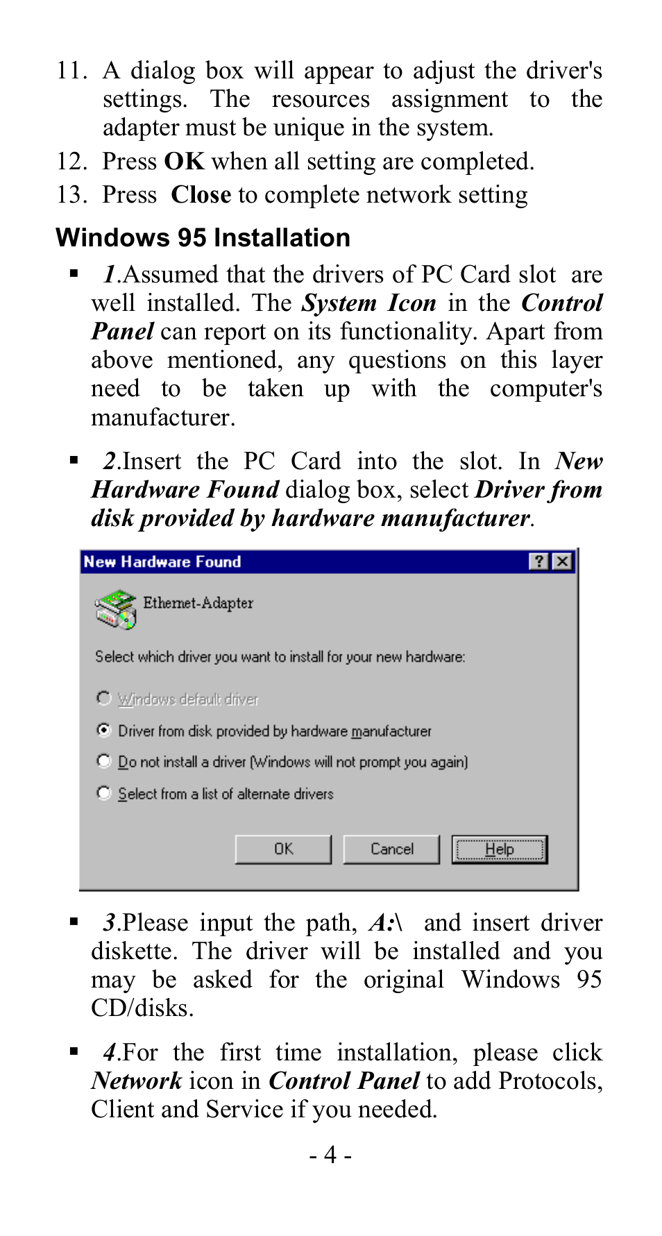 Windows 95 installation | Abocom LA100 User Manual | Page 5 / 20