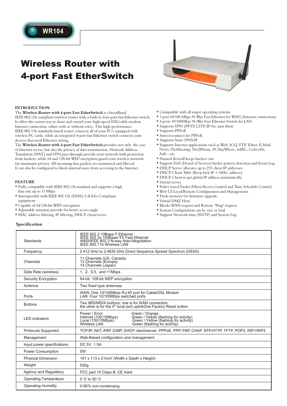 Abocom WR104 User Manual | 1 page