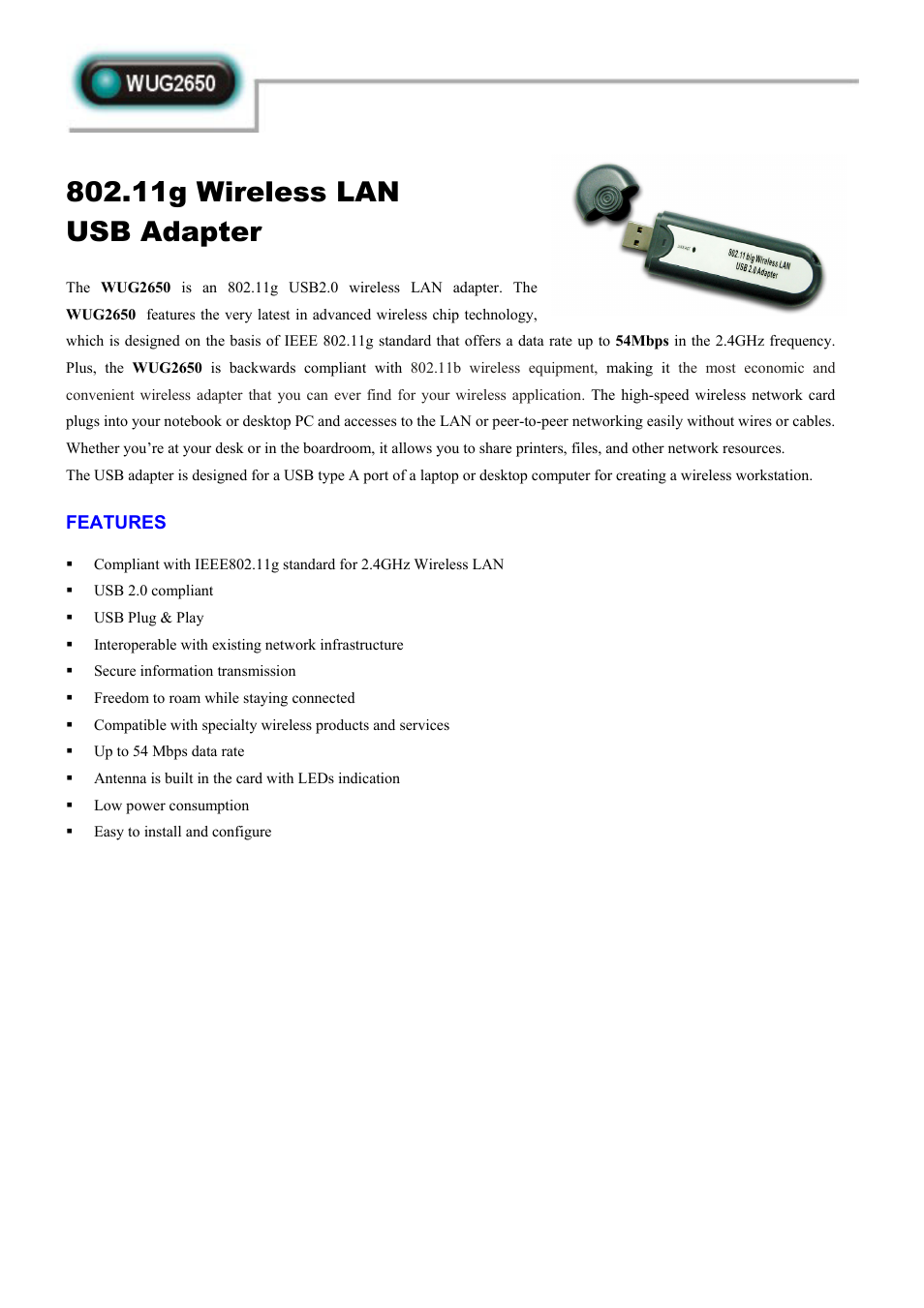 Abocom WUG2650 User Manual | 2 pages