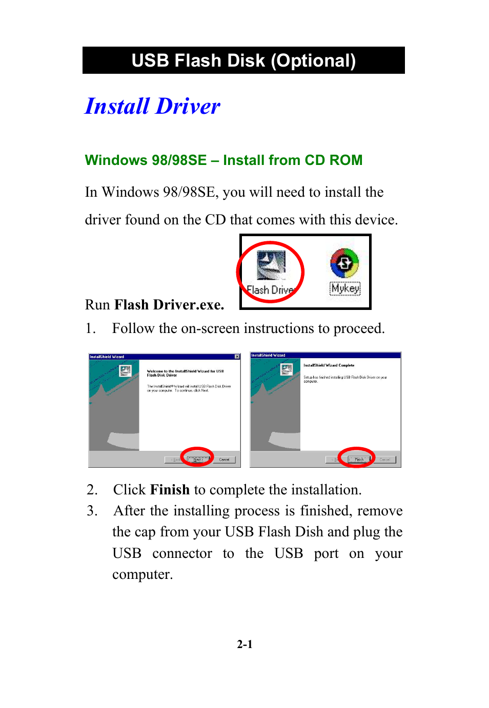Install driver, Usb flash disk (optional) | Abocom WBD512 User Manual | Page 11 / 20