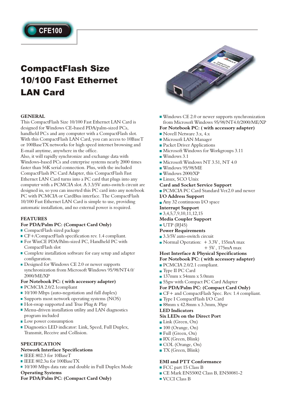 Abocom CFE100 User Manual | 1 page