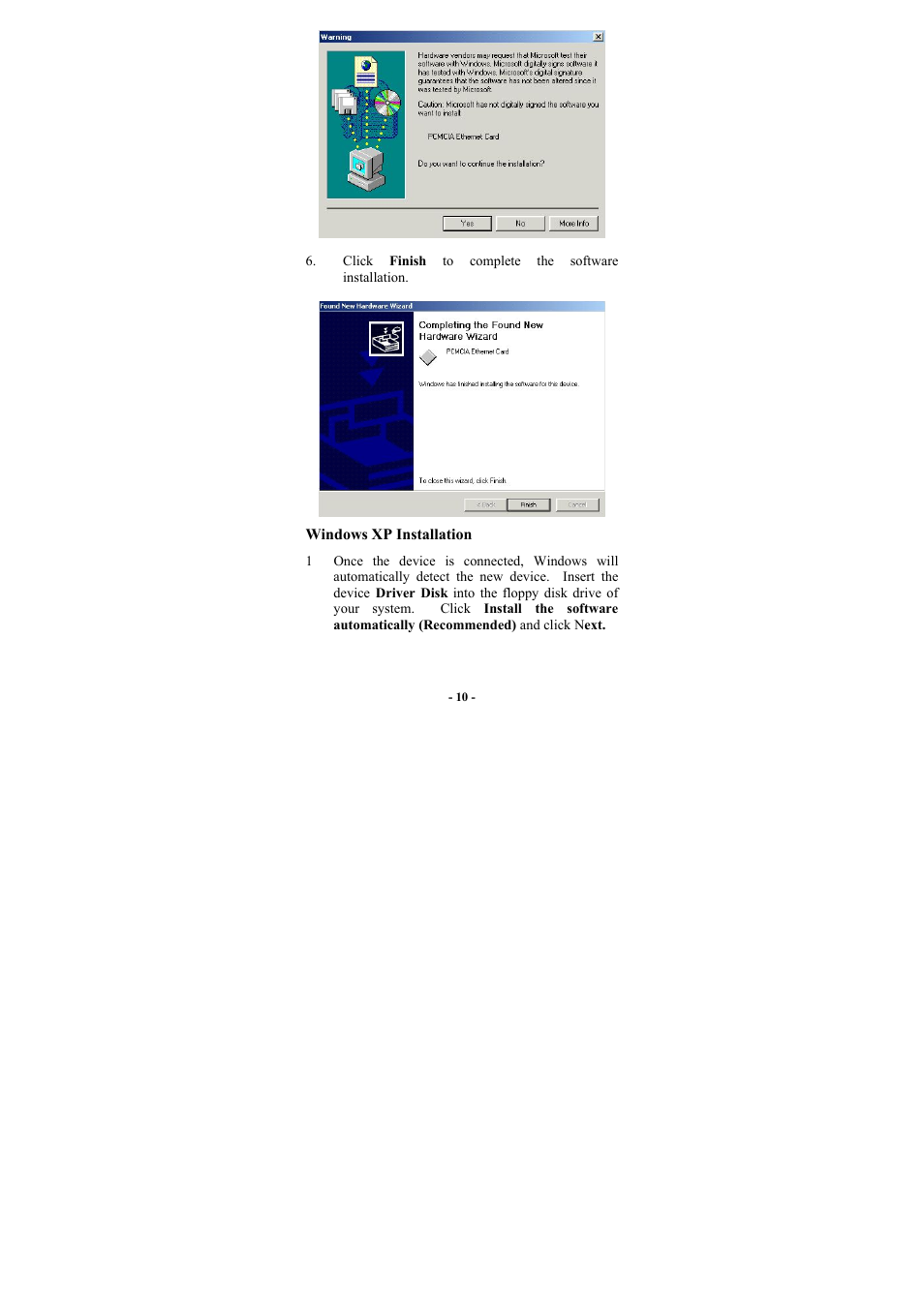 Windows xp installation | Abocom RE450 User Manual | Page 12 / 14