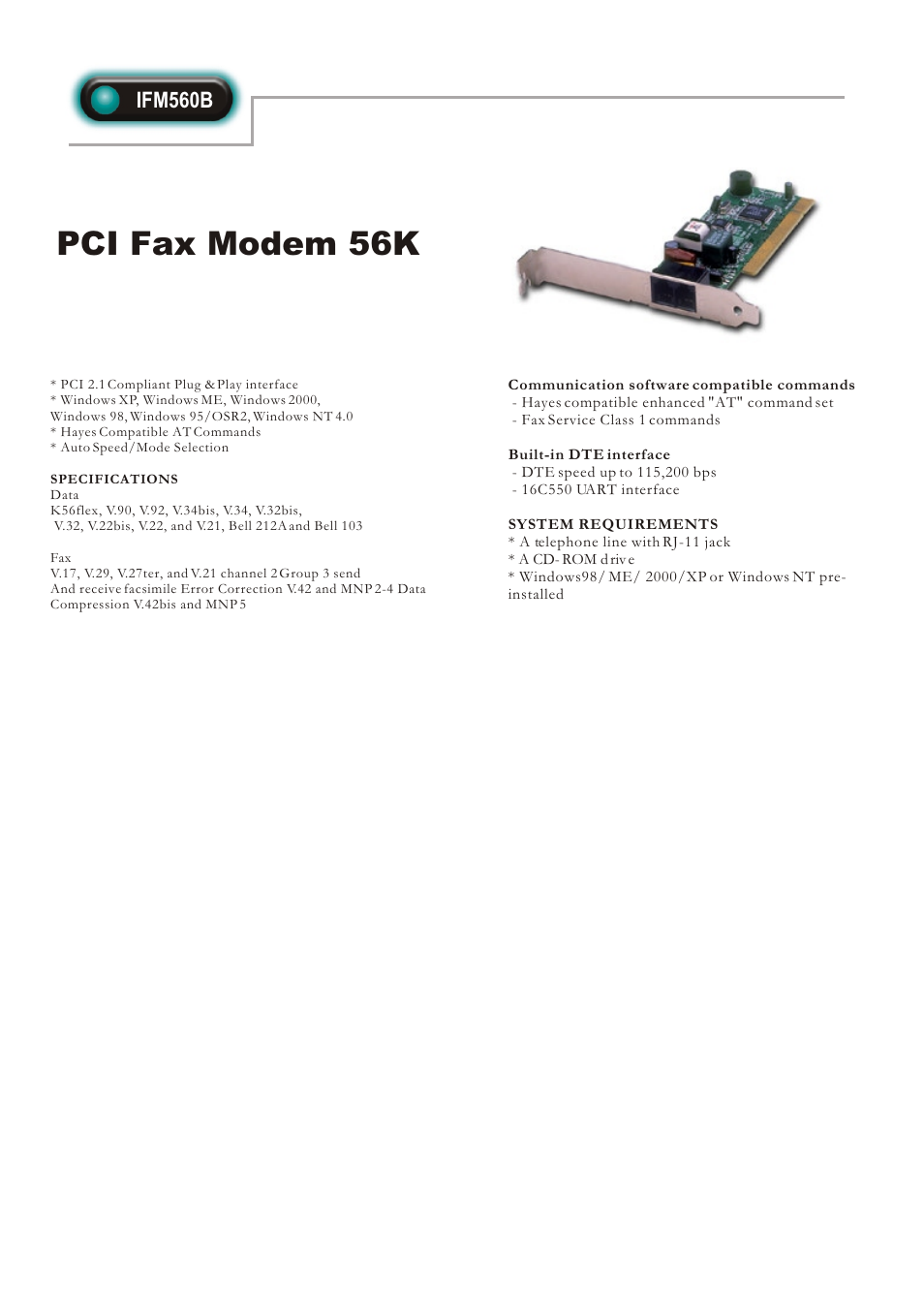 Abocom IFM560B User Manual | 1 page