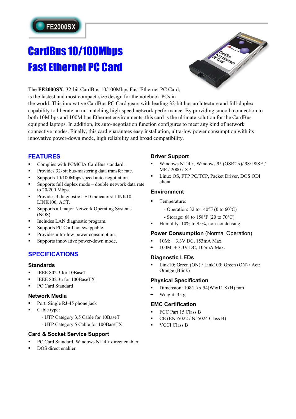 Abocom FE2000SX User Manual | 1 page