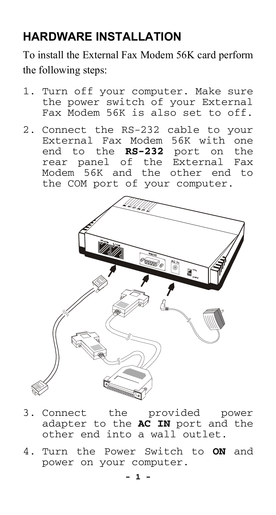 Hardware installation | Abocom EFM560 User Manual | Page 2 / 18