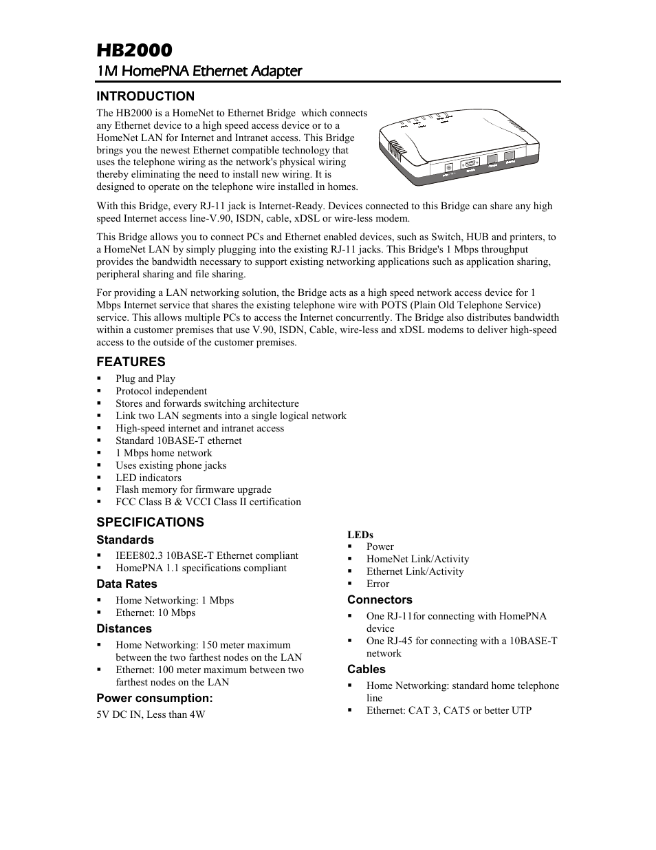 Abocom HB2000 User Manual | 1 page