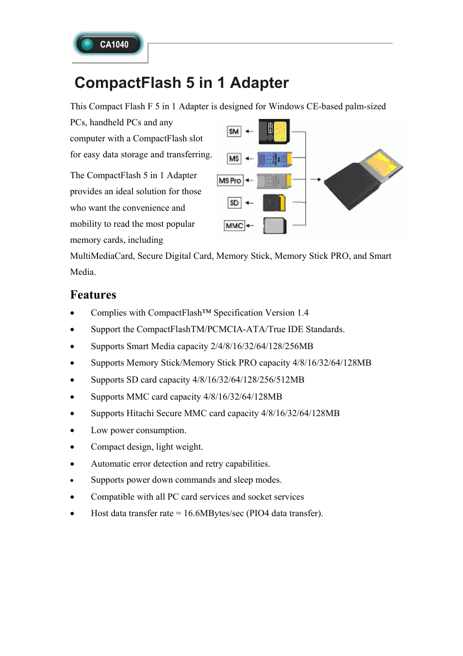 Abocom CA1040 User Manual | 1 page