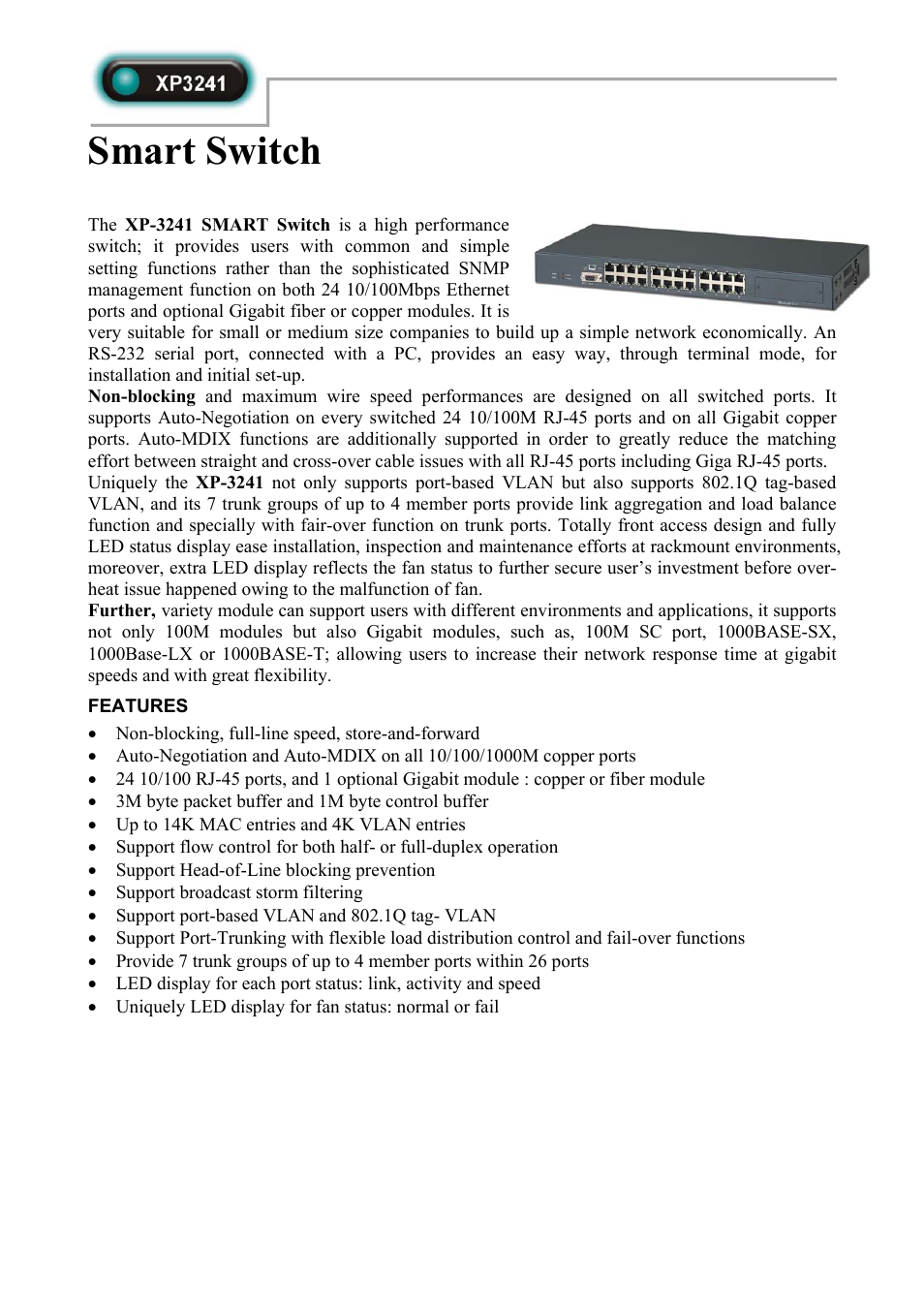 Abocom XP3241 User Manual | 2 pages