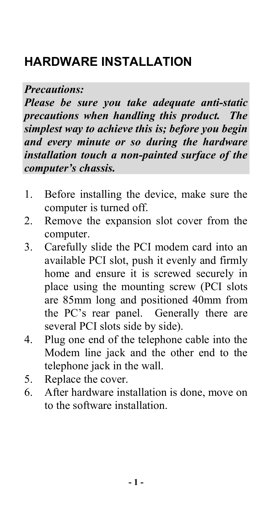 Hardware installation | Abocom IFM56K User Manual | Page 4 / 19