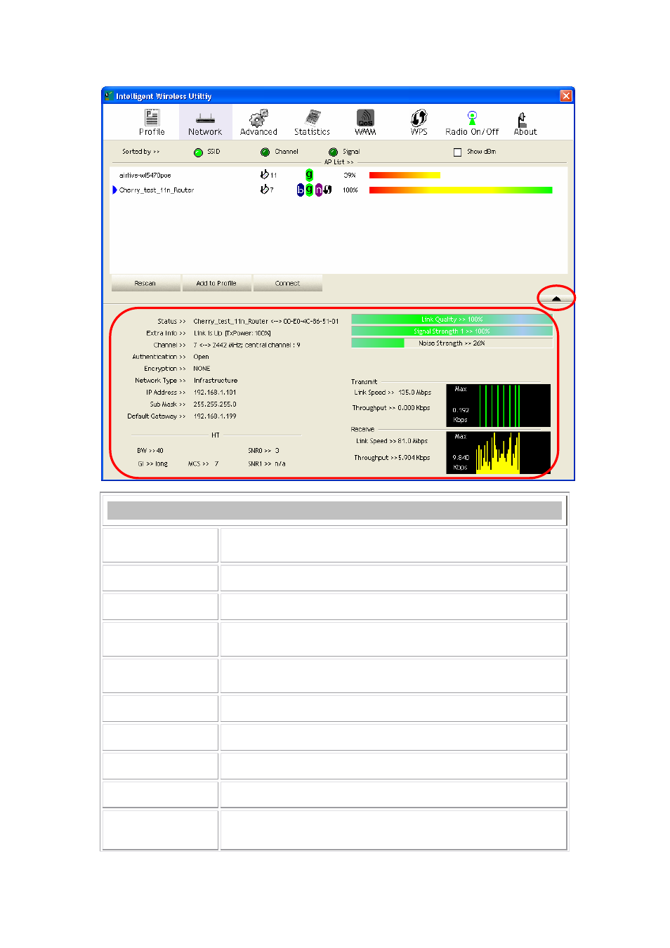 Link status tab | Abocom 802.11 b/g/n Mini Wireless LAN USB 2.0 Adapter None User Manual | Page 24 / 69