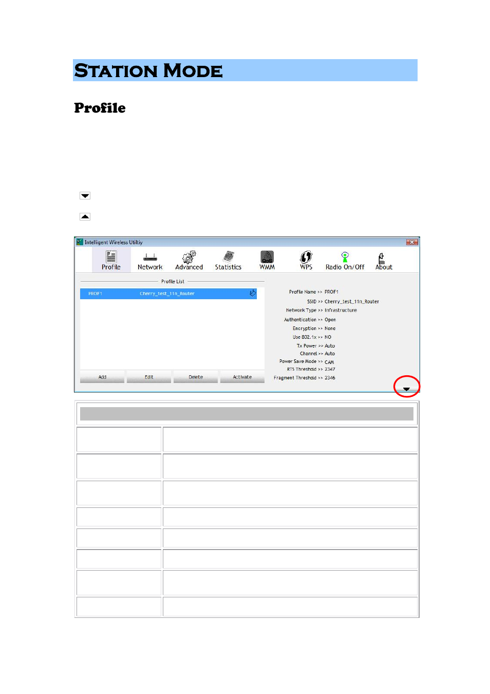 Station mode, Profile, Profile tab | Abocom 802.11 b/g/n Mini Wireless LAN USB 2.0 Adapter None User Manual | Page 41 / 69