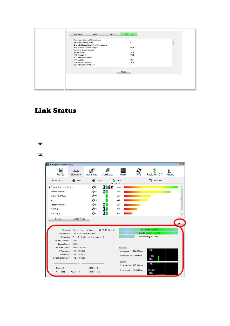 Link status | Abocom 802.11 b/g/n Mini Wireless LAN USB 2.0 Adapter None User Manual | Page 49 / 69