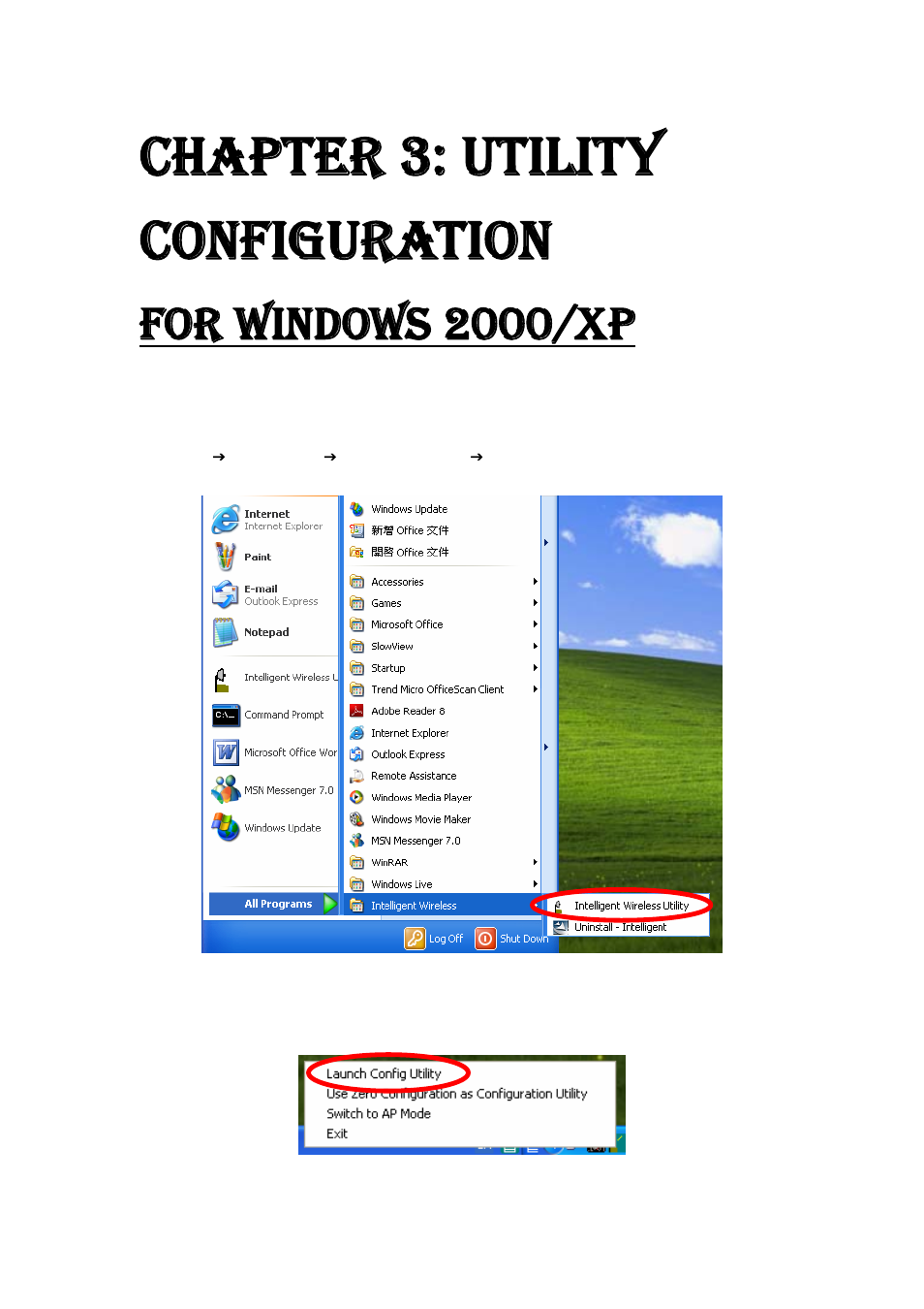 Chapter 3: utility configuration, For windows 2000/xp | Abocom WU5214 User Manual | Page 14 / 69