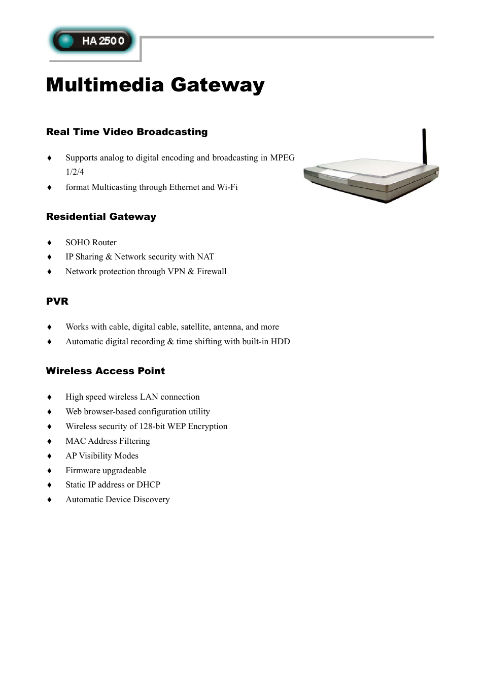 Abocom HA2500 User Manual | 2 pages