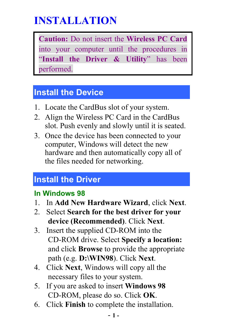 Installation | Abocom WB2500 User Manual | Page 2 / 20