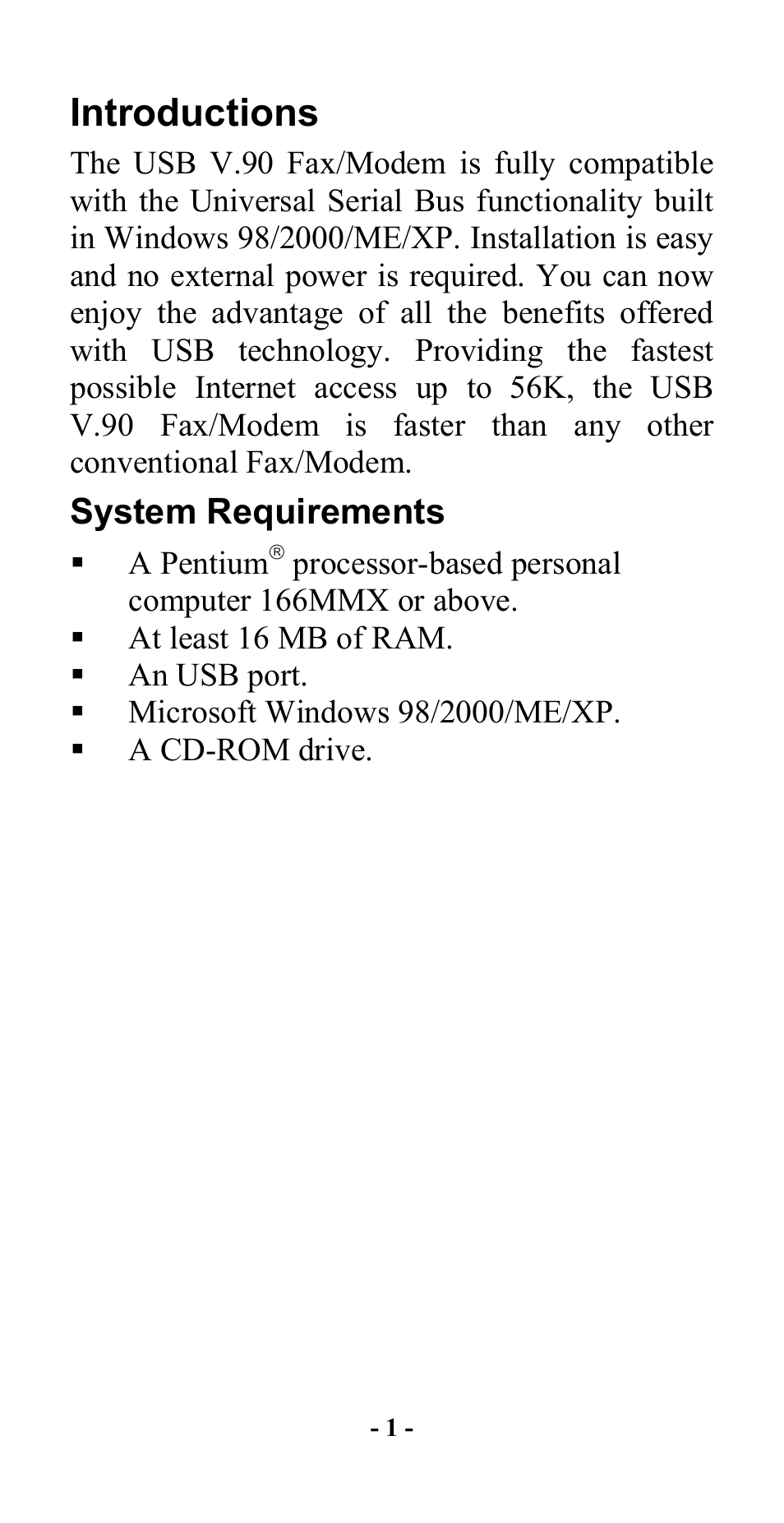 Introductions, System requirements | Abocom USM560 User Manual | Page 5 / 20