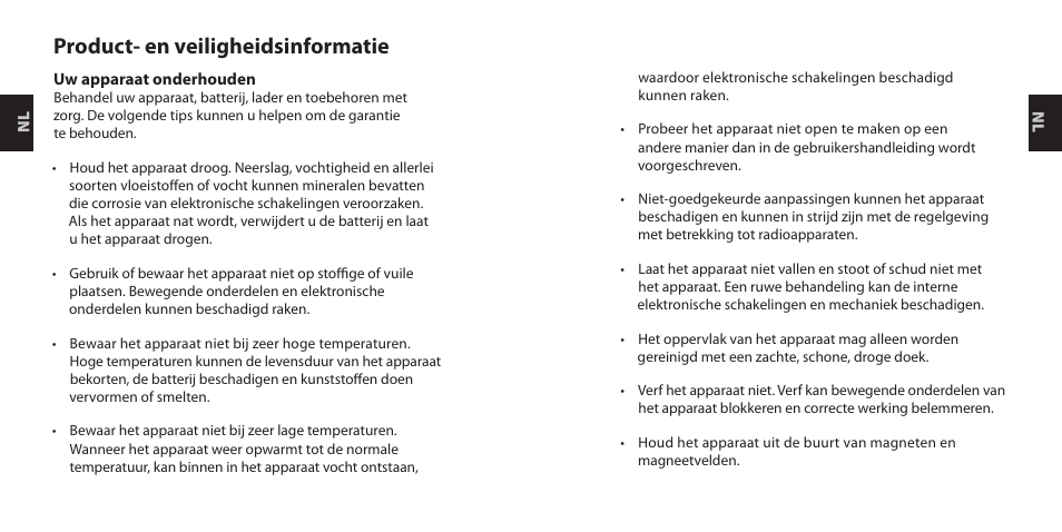 Product- en veiligheidsinformatie | Nokia Purity Headset User Manual | Page 10 / 51