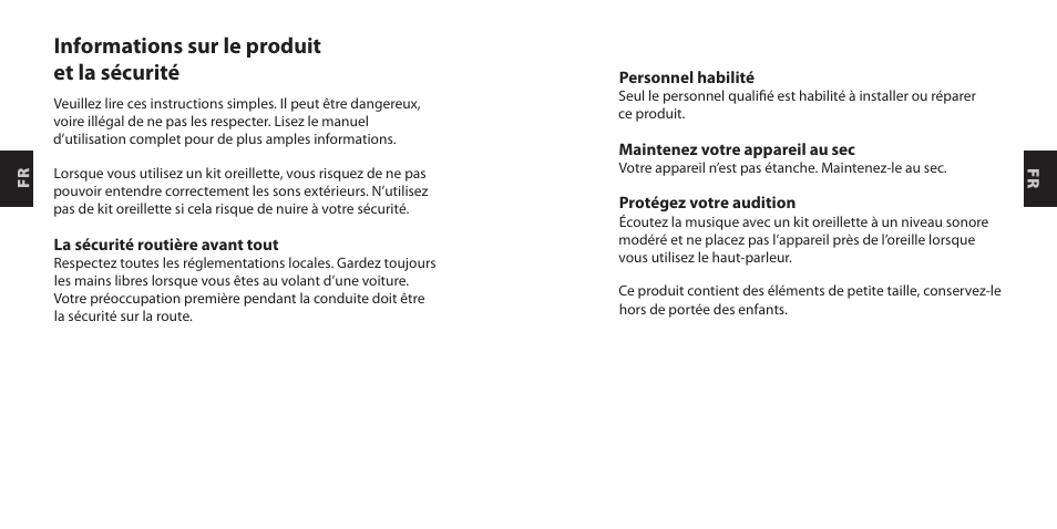 Informations sur le produit et la sécurité | Nokia Purity Headset User Manual | Page 15 / 51