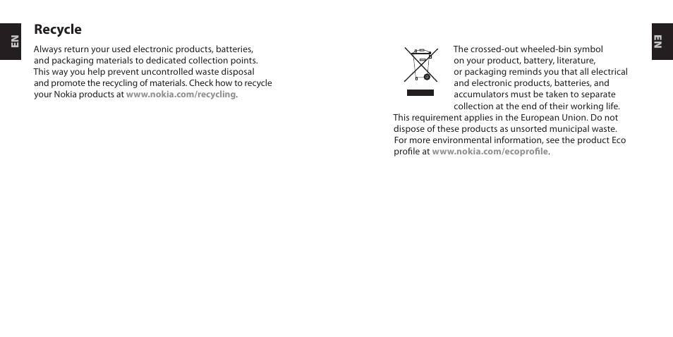 Recycle | Nokia Purity Headset User Manual | Page 7 / 51