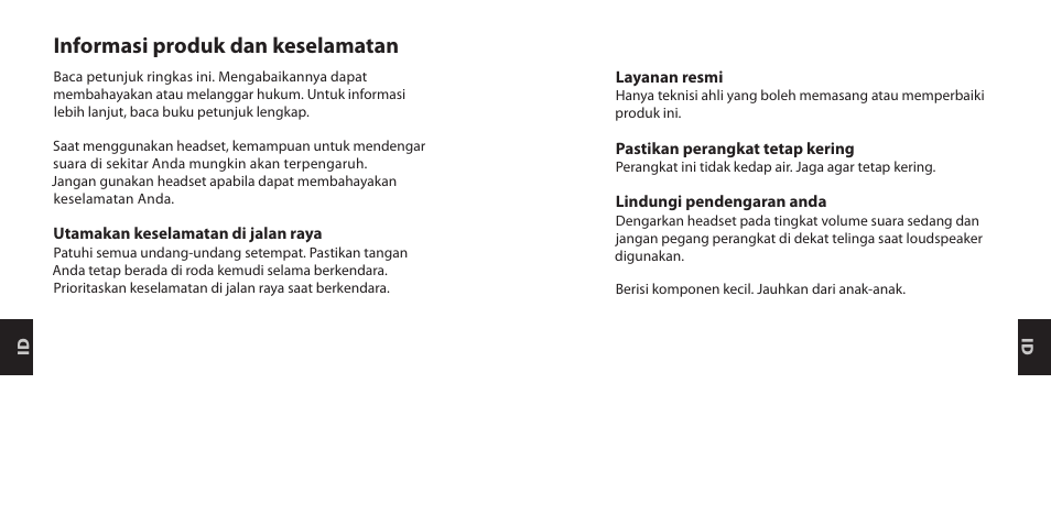 Informasi produk dan keselamatan | Nokia Purity Headset User Manual | Page 28 / 38