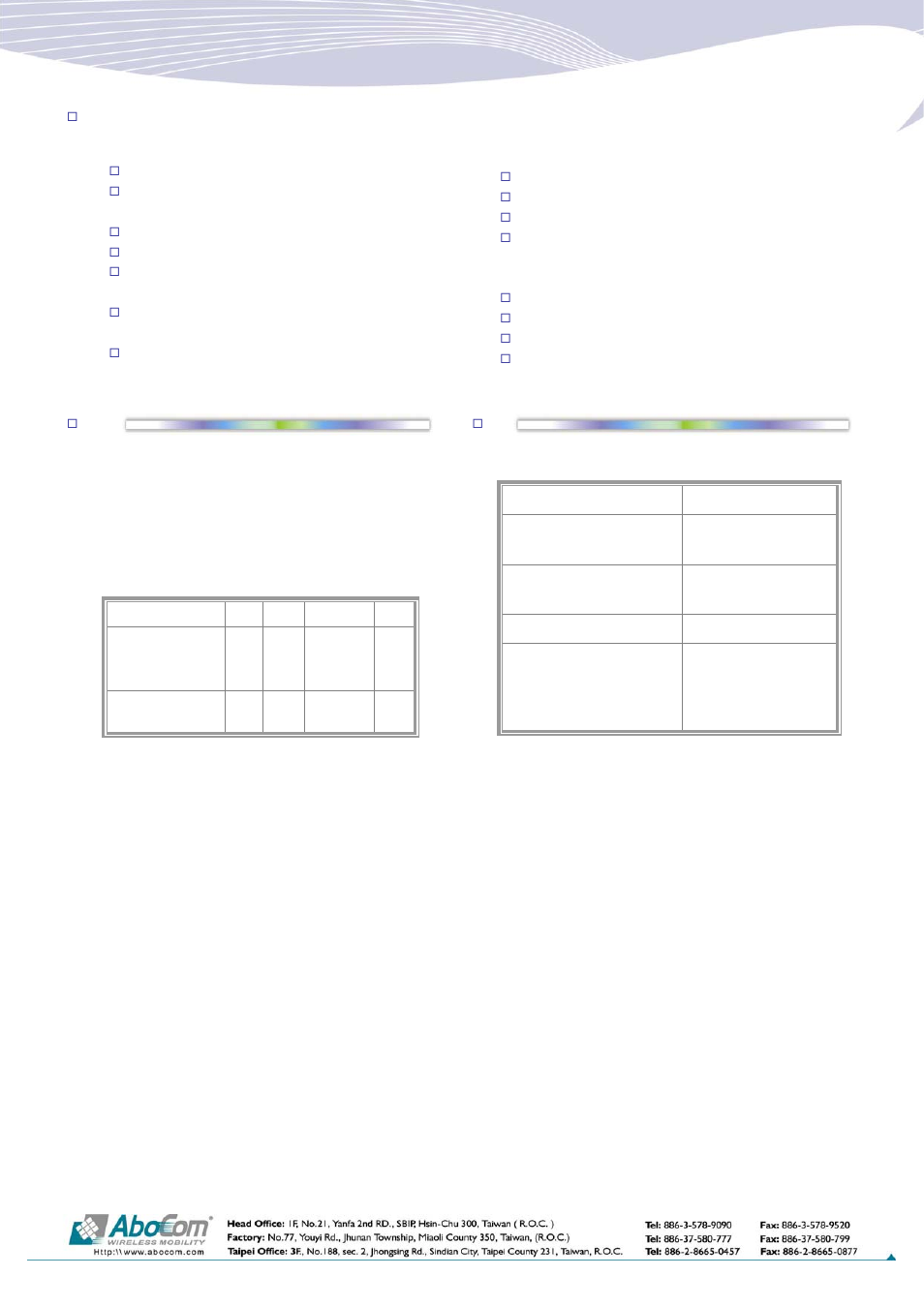 Pecification, Ompliancy, Bsolute maximum rating | Abocom SAS2800 User Manual | Page 2 / 2