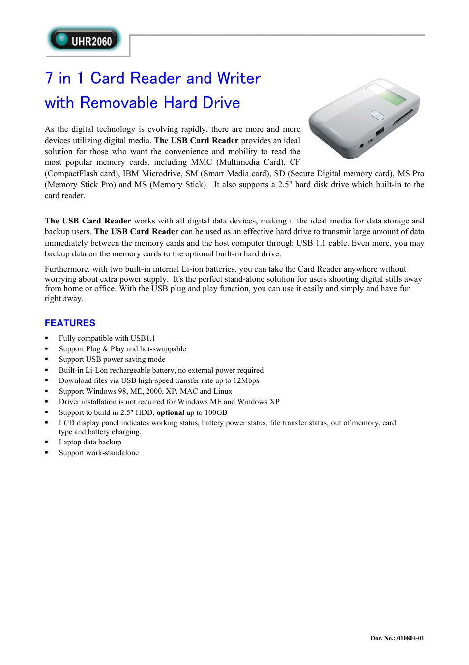 Abocom UHR2060 User Manual | 2 pages