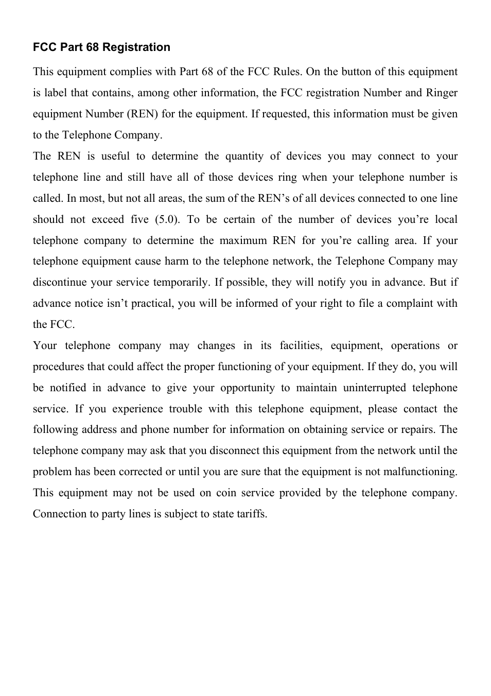 Fcc part 68 registration | Abocom Manageable 14-port HomePNA Plus 2 Fast Ethernet Switch User Manual | Page 3 / 54