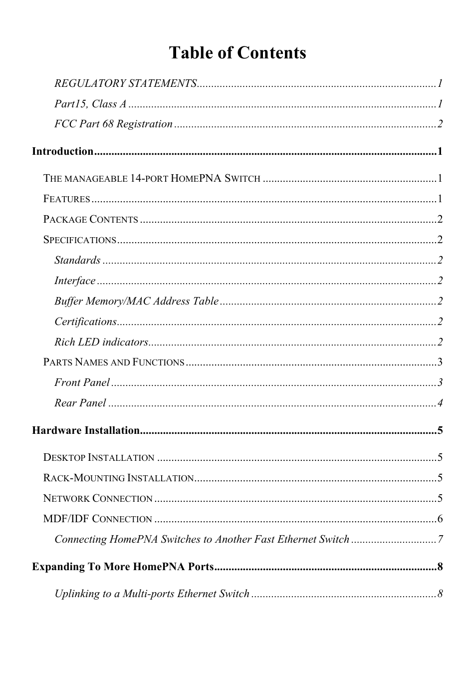 Abocom Manageable 14-port HomePNA Plus 2 Fast Ethernet Switch User Manual | Page 4 / 54