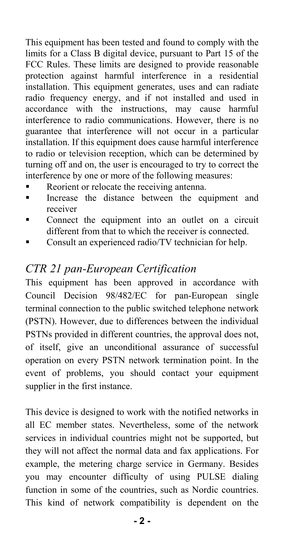Ctr 21 pan-european certification | Abocom ISM56CR User Manual | Page 3 / 20