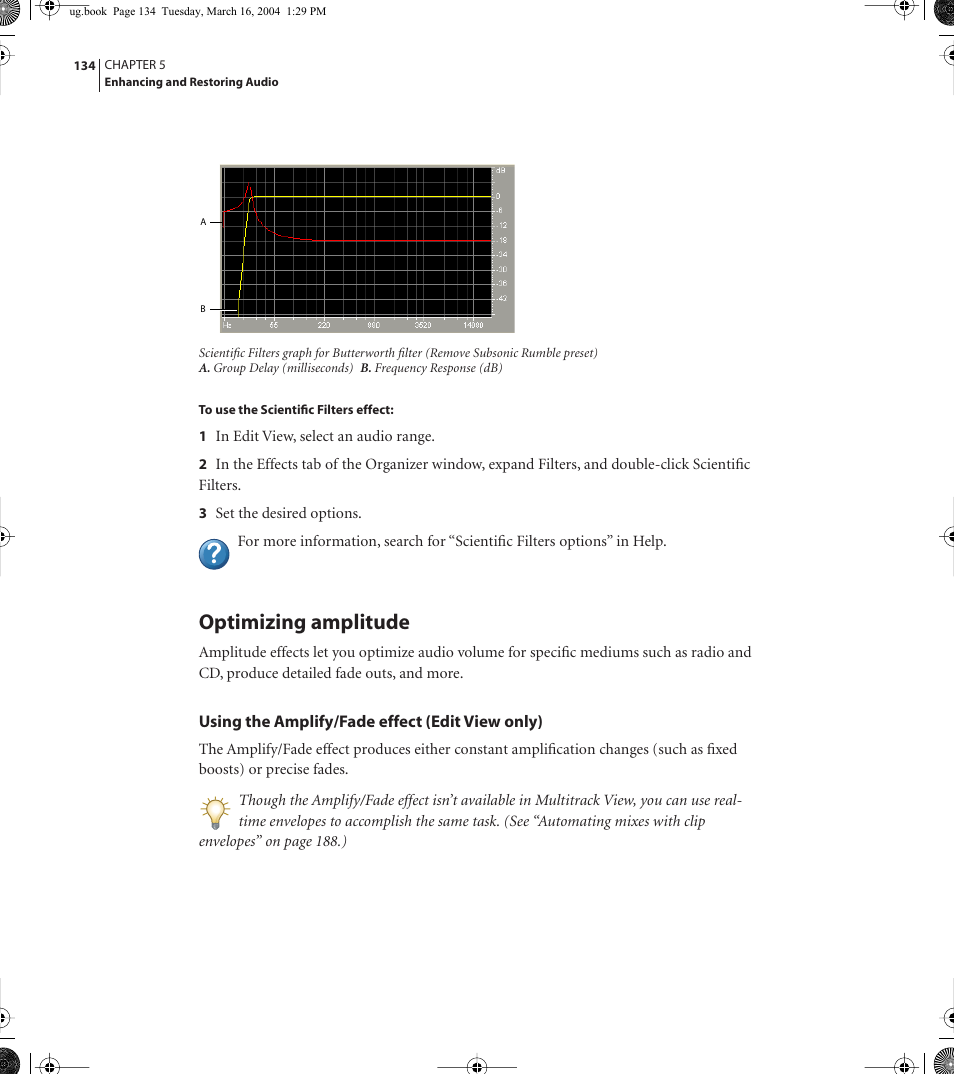 Optimizing amplitude | Adobe AUDITION 1.5 User Manual | Page 142 / 308