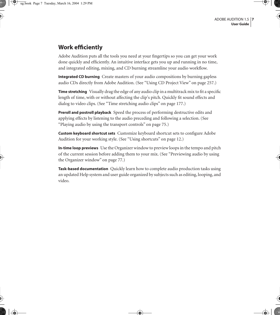 Work efficiently | Adobe AUDITION 1.5 User Manual | Page 15 / 308