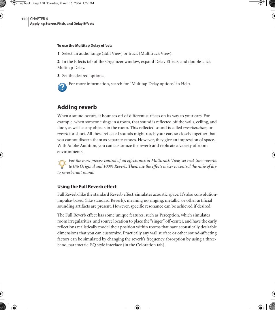 Adding reverb | Adobe AUDITION 1.5 User Manual | Page 158 / 308