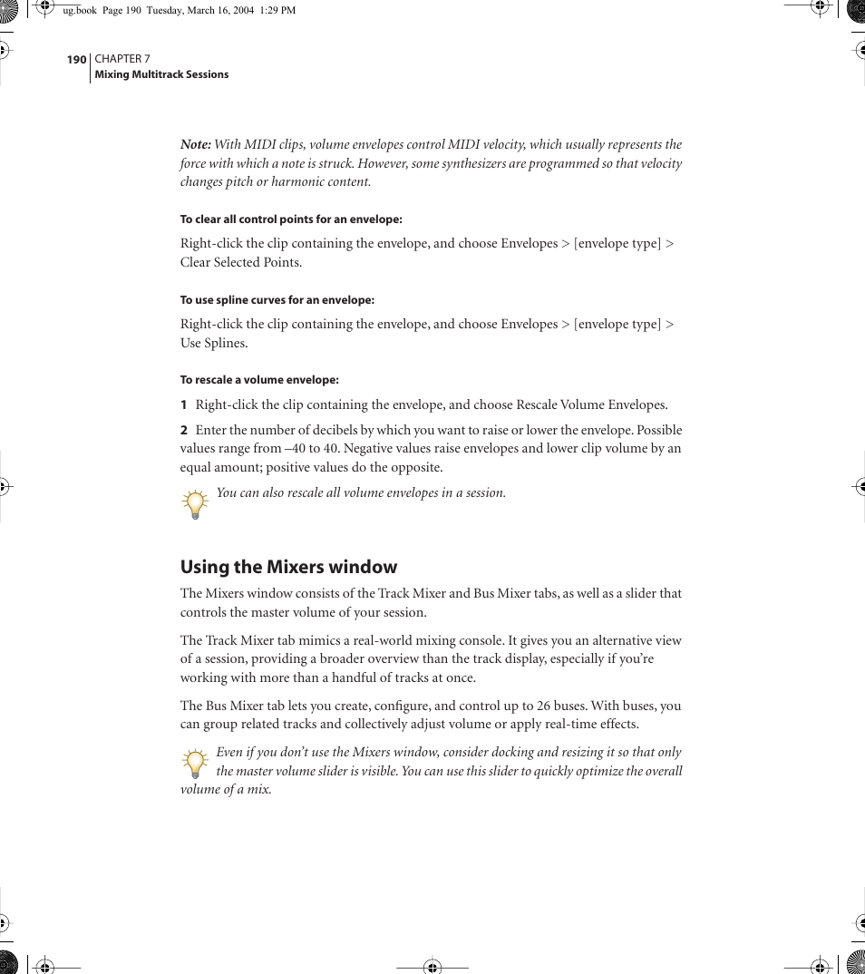 Using the mixers window | Adobe AUDITION 1.5 User Manual | Page 198 / 308