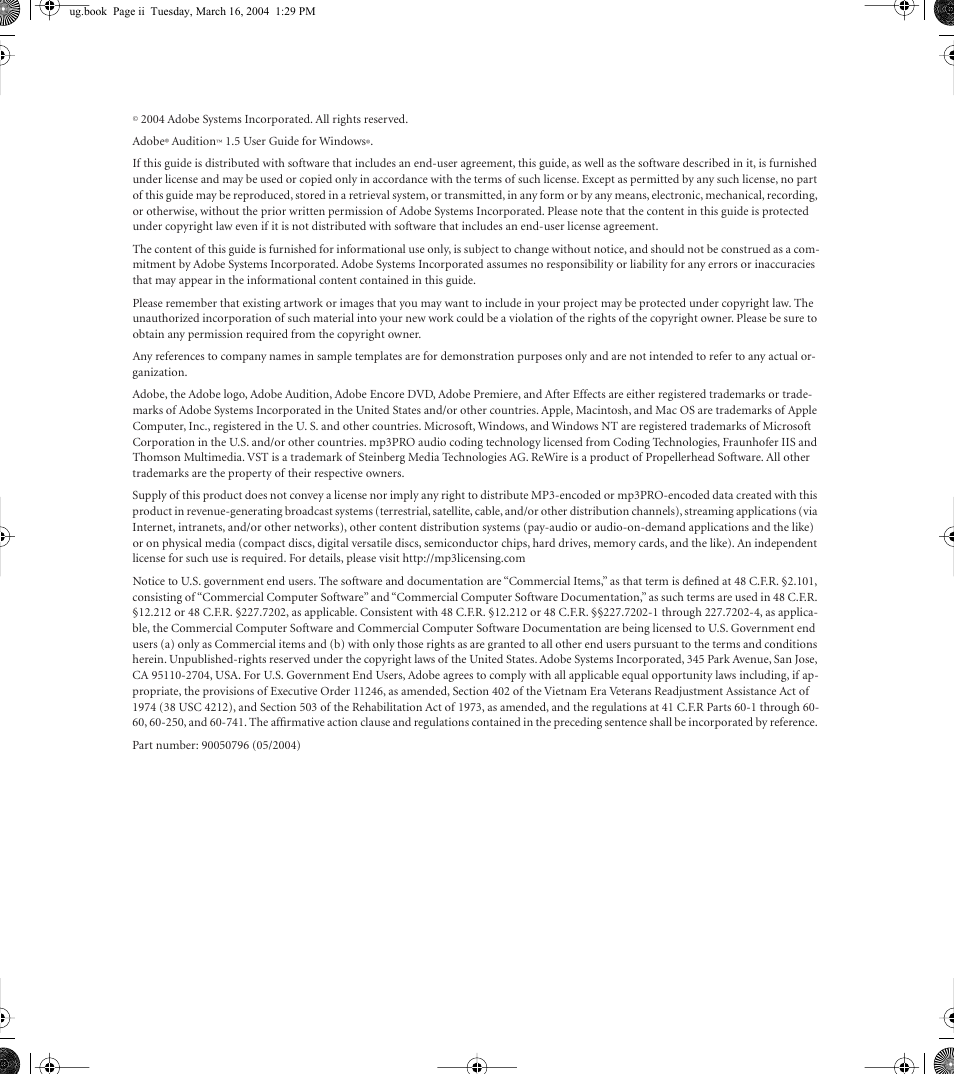 Adobe AUDITION 1.5 User Manual | Page 2 / 308