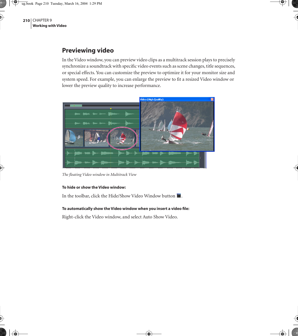 Previewing video | Adobe AUDITION 1.5 User Manual | Page 218 / 308