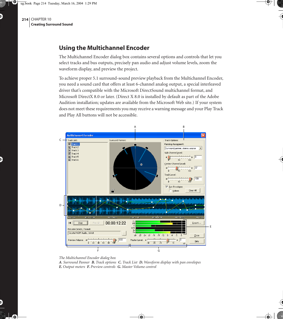 Using the multichannel encoder | Adobe AUDITION 1.5 User Manual | Page 222 / 308