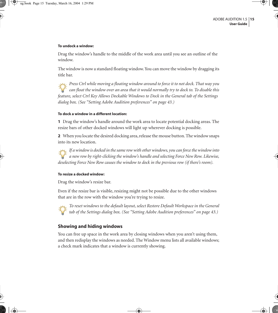 Adobe AUDITION 1.5 User Manual | Page 23 / 308