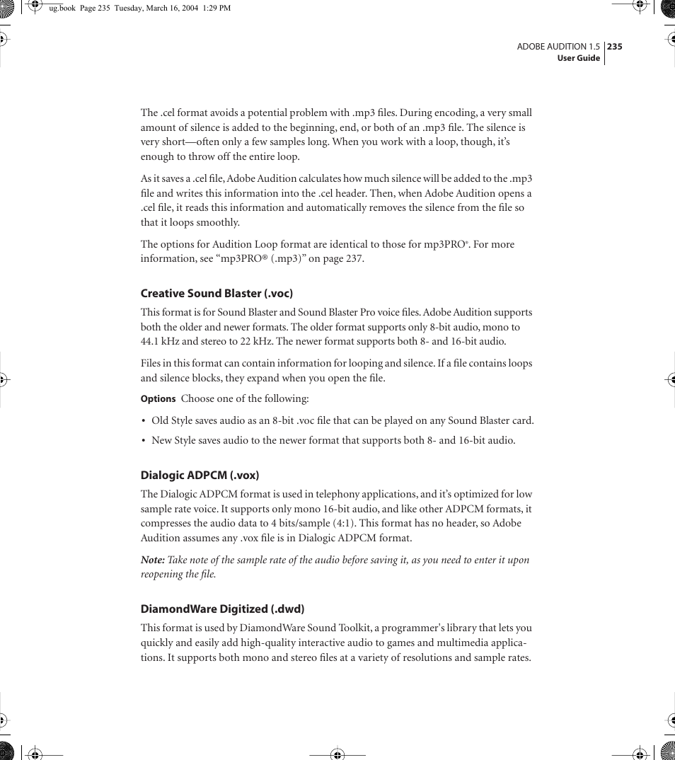 Adobe AUDITION 1.5 User Manual | Page 243 / 308