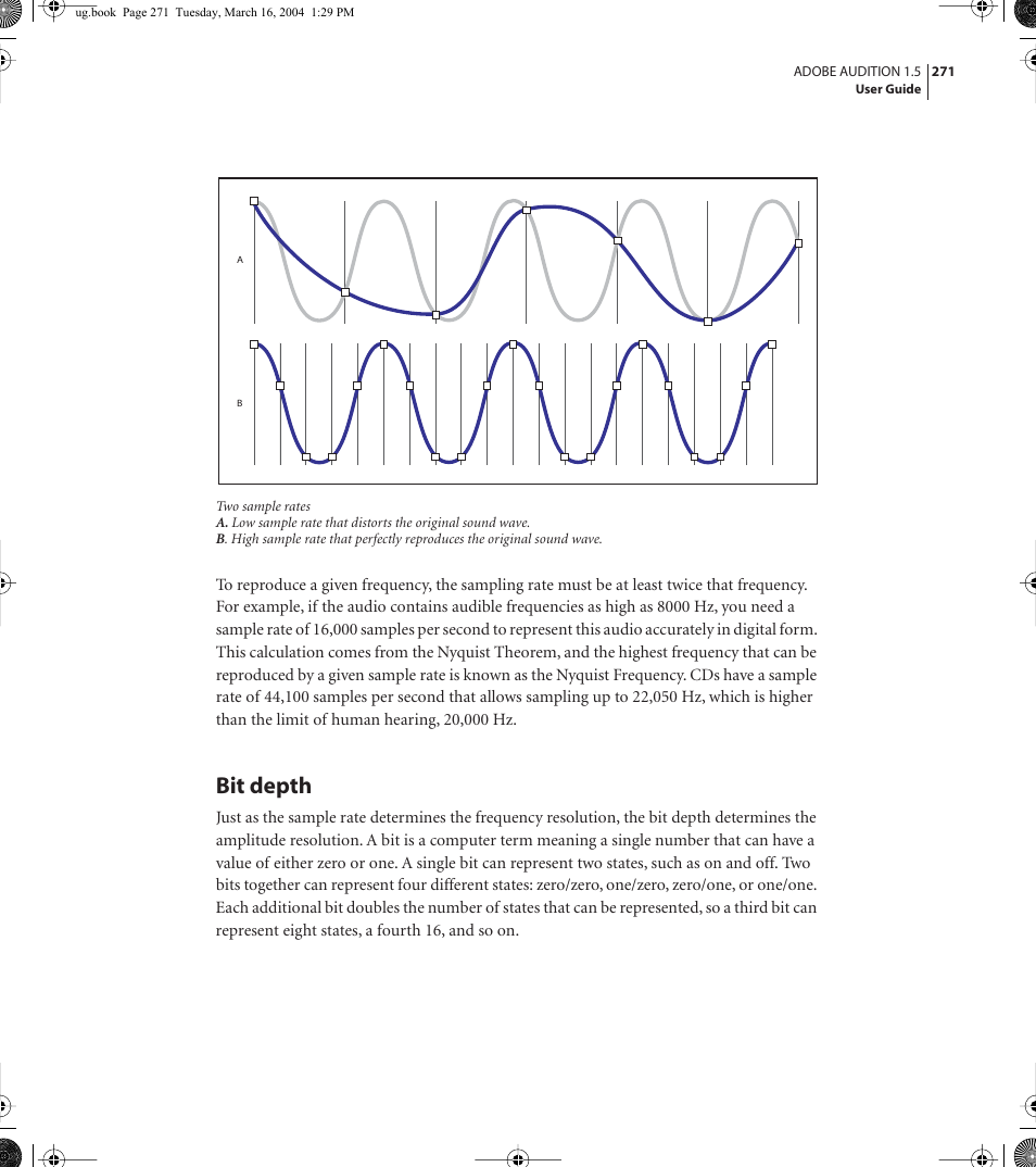 Bit depth | Adobe AUDITION 1.5 User Manual | Page 279 / 308