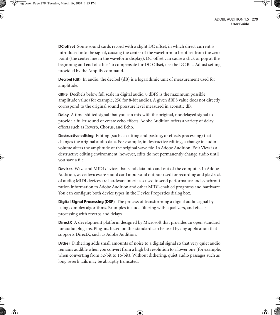 Adobe AUDITION 1.5 User Manual | Page 287 / 308