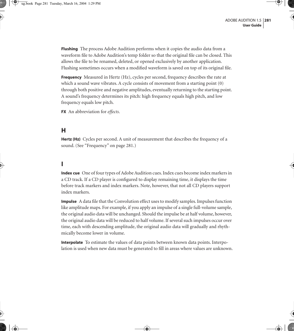 Adobe AUDITION 1.5 User Manual | Page 289 / 308