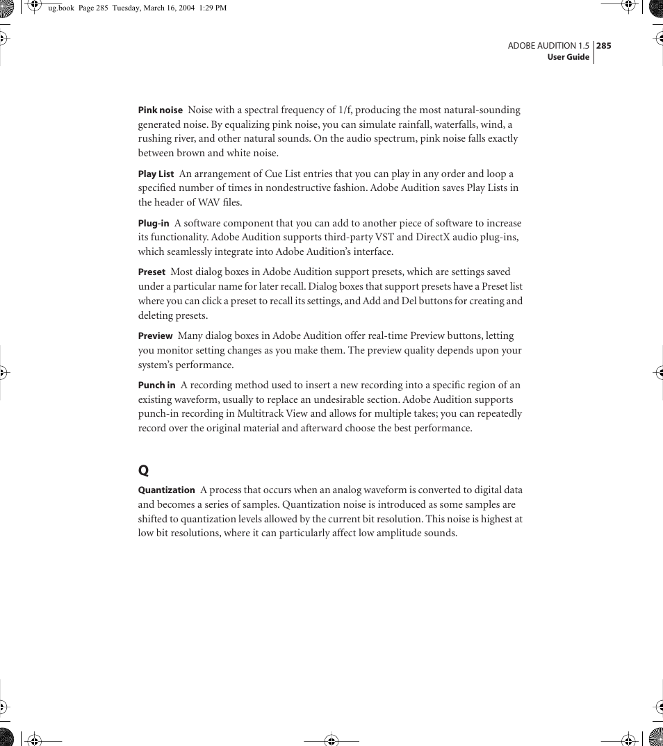 Adobe AUDITION 1.5 User Manual | Page 293 / 308