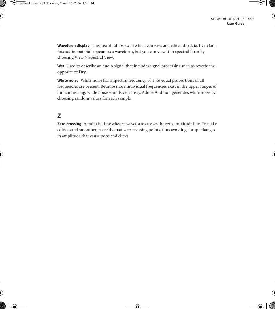 Adobe AUDITION 1.5 User Manual | Page 297 / 308