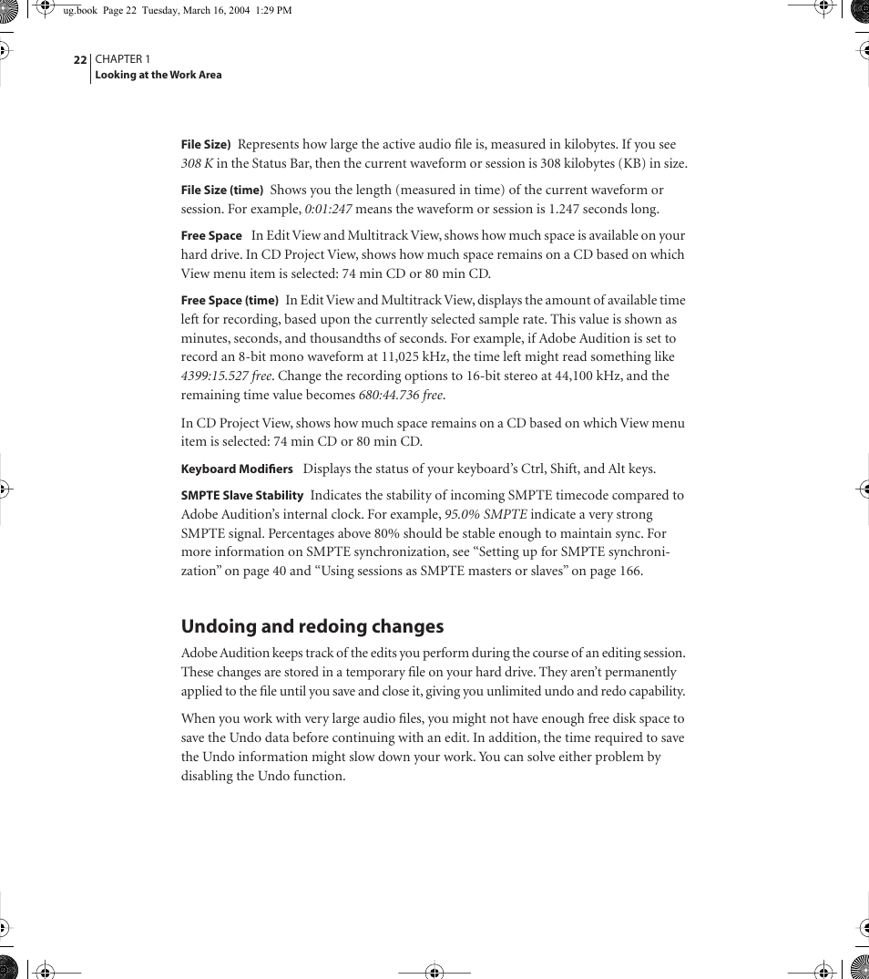 Undoing and redoing changes | Adobe AUDITION 1.5 User Manual | Page 30 / 308